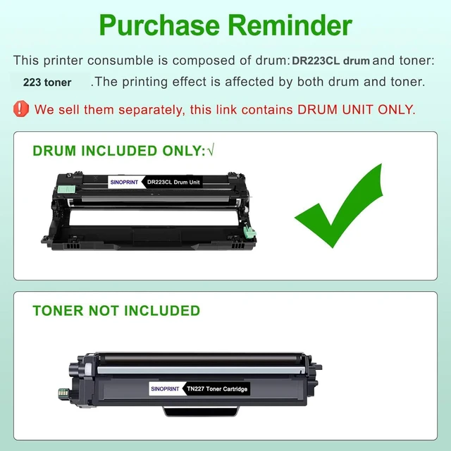 Alt view image 2 of 5 - Compatible DR223CL Black Drum Unit Replacement for Brother to use with Brother MFC-l3770CDW MFC-l3750CDW MFC-l3710CW HL-l3290CDW HL-l3270CDW HL-l3210CDW HL-L3230CDW Printers(1 Pack Black)