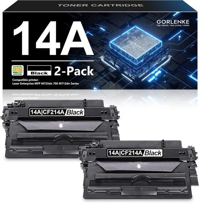 Main image of CF214A 14A Black Toner Cartridge High Yield 2-Pack (with CHIP) Replacement for HP 14A Toner for Laser Enterprise M712 Series, MFP M725 Series Printer