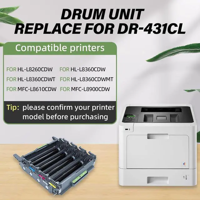 Alt view image 2 of 6 - Drum Unit Replacement for DR431CL, Compatible with Brother Printer HL-L8260CDW HL-L8360CDW HL-L8360CDWT HL-L8360CDWMT MFC-L8610CDW MFC-L8900CDW, 30000 Page Yield, Replace# DR-431CL (3 Years Warranty)
