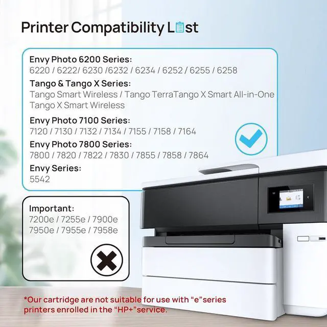 Main image of 64XL Ink Cartridge for HP Printer Ink 64 XL Cartouche Encre for HP64XL Combo Pack Compatible for HP Envy 7155 7200 7255 7820 Series 7800 7822 7855 7858 Tango X Terra Printer (Black, Colour)