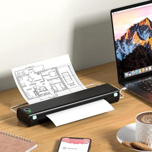 Alt view image 2 of 7 - Phomemo Thermal Portable Printer Wireless for Travel, M08F Mobile for Home Use Bluetooth Compact Support 8.5" X 11" Thermal Paper, Inkless Printer Compatible with Phone & Laptop