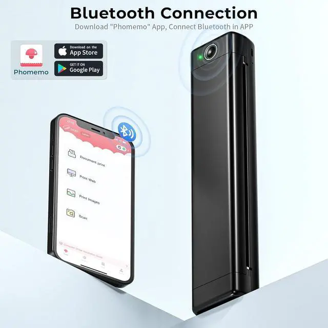 Alt view image 4 of 7 - Phomemo Thermal Portable Printer Wireless for Travel, M08F Mobile for Home Use Bluetooth Compact Support 8.5" X 11" Thermal Paper, Inkless Printer Compatible with Phone & Laptop