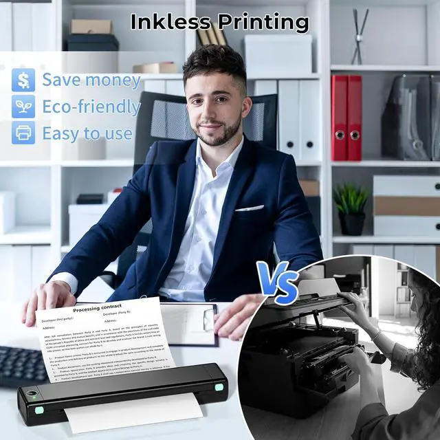 Alt view image 7 of 7 - Phomemo Thermal Portable Printer Wireless for Travel, M08F Mobile for Home Use Bluetooth Compact Support 8.5" X 11" Thermal Paper, Inkless Printer Compatible with Phone & Laptop