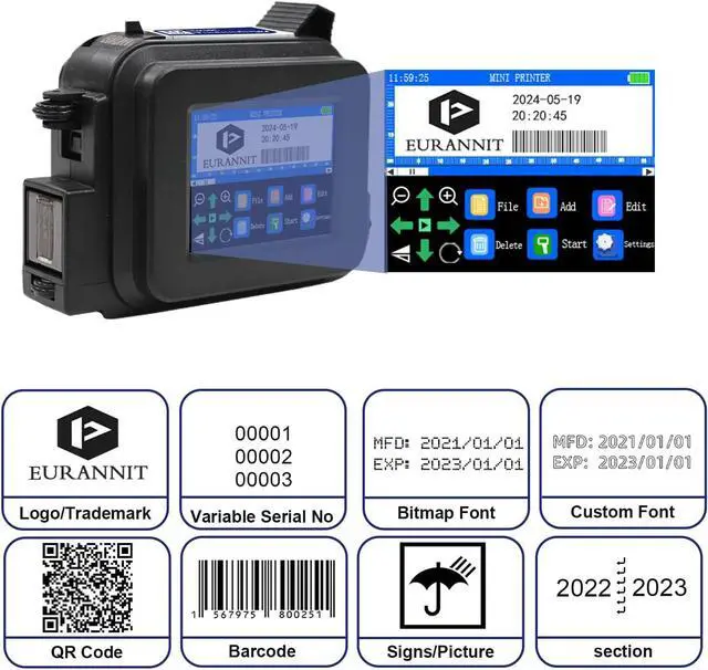 Alt view image 2 of 7 - XMINI Handheld Inkjet Printer 12.7mm with ER520 Ink Cartridge