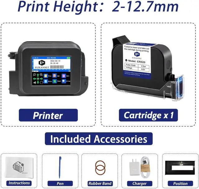 Alt view image 5 of 7 - XMINI Handheld Inkjet Printer 12.7mm with ER520 Ink Cartridge