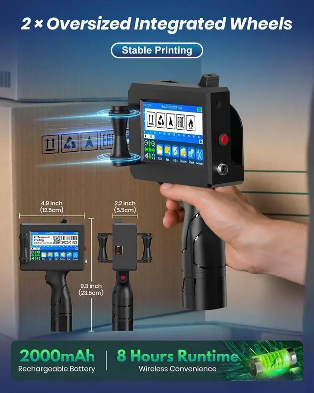 Alt view image 5 of 7 - Portable Handheld Inkjet Printer Gun-0.5 Inch Nozzle for Logo/Batch Number/QR Code on Any Surface (Metal,Wood,Glass,Cloth,Carton) with Quick-Drying Ink & Multi-Language Support