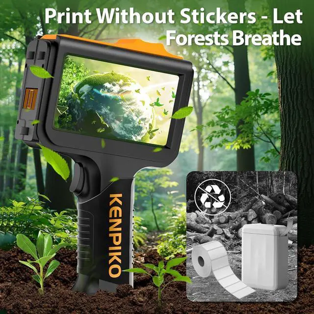 Alt view image 2 of 7 - Kenpiko Handheld Inkjet Printer,2025 Newly KP-N01 Handheld Printer Gun 0.5 Inch Nozzle with 4.3 Fingertip-Instant Touchscreen,Portable Inkjet Printers with 42ml Quick-Drying Ink Cartridge for Logo