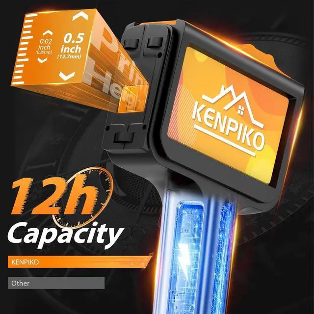 Alt view image 4 of 7 - Kenpiko Handheld Inkjet Printer,2025 Newly KP-N01 Handheld Printer Gun 0.5 Inch Nozzle with 4.3 Fingertip-Instant Touchscreen,Portable Inkjet Printers with 42ml Quick-Drying Ink Cartridge for Logo