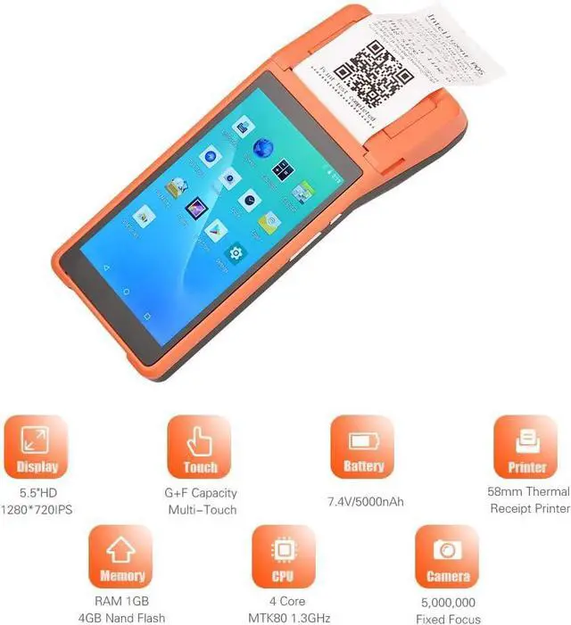 Alt view image 3 of 7 - All in One Handheld PDA Printer Smart POS Terminal Wireless Portable Printers Intelligent Payment Terminal Function BT/WiFi/USB OTG/ 3G Communication