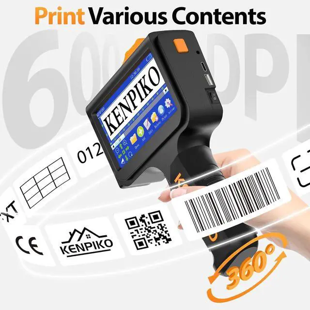 Alt view image 5 of 7 - Kenpiko Handheld Inkjet Printer,2025 Newly KP-N01 Handheld Printer Gun 0.5 Inch Nozzle with 4.3 Fingertip-Instant Touchscreen,Portable Inkjet Printers with 42ml Quick-Drying Ink Cartridge for Logo