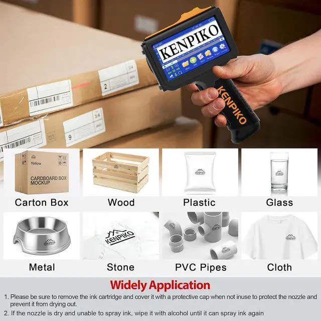 Alt view image 7 of 7 - Kenpiko Handheld Inkjet Printer,2025 Newly KP-N01 Handheld Printer Gun 0.5 Inch Nozzle with 4.3 Fingertip-Instant Touchscreen,Portable Inkjet Printers with 42ml Quick-Drying Ink Cartridge for Logo