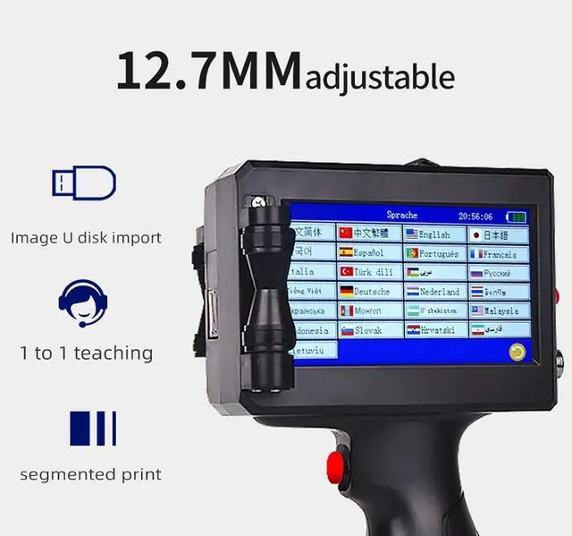 Alt view image 3 of 7 - Handheld Inkjet Printer, Date Label Gun, Portable Printers with 4.3 Inch Touch Screen, Inkjet Coding Machine with Cartridge for Date/Time/Barcode Label Text Logo (Support 25 Languages)