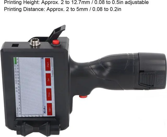 Alt view image 5 of 7 - Yechiry Handheld Inkjet Printer, 4.3in Touchscreen 600dpi 12.7mm Printing Height Adjustable Portable Handheld Printer Gun, Inkjet Printing Machine for Text Numbers Symbols Images (A)