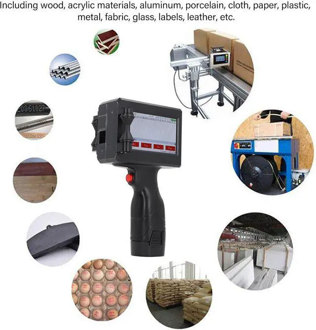 Alt view image 4 of 7 - Yechiry Handheld Inkjet Printer, 4.3in Touchscreen 600dpi 12.7mm Printing Height Adjustable Portable Handheld Printer Gun, Inkjet Printing Machine for Text Numbers Symbols Images (A)