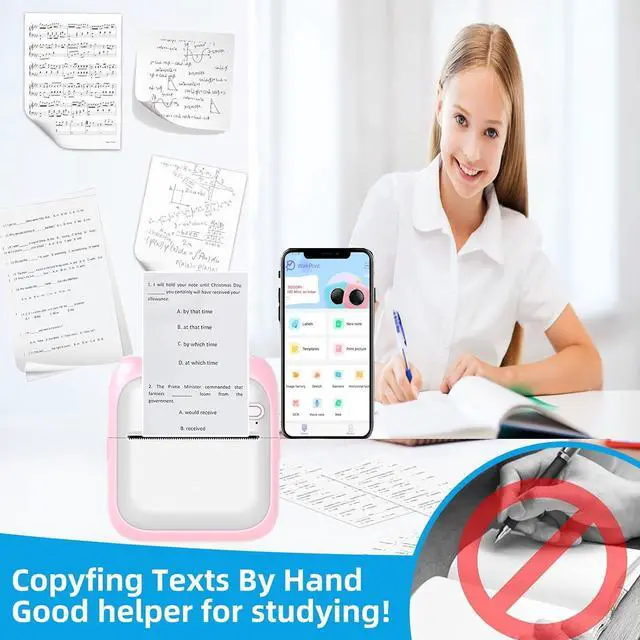 Alt view image 4 of 7 - PRINHSJI Mini Sticker Printer, Portable Thermal Printer, Inkless Pocket Maker for Study Notes, Pictures, DIY, Label, Photos, DIY, Compatible with iOS & Android