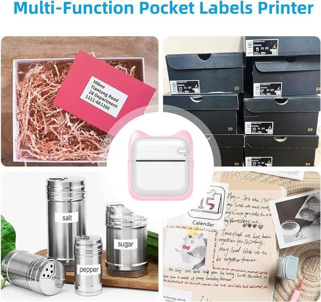 Alt view image 6 of 7 - PRINHSJI Mini Sticker Printer, Portable Thermal Printer, Inkless Pocket Maker for Study Notes, Pictures, DIY, Label, Photos, DIY, Compatible with iOS & Android