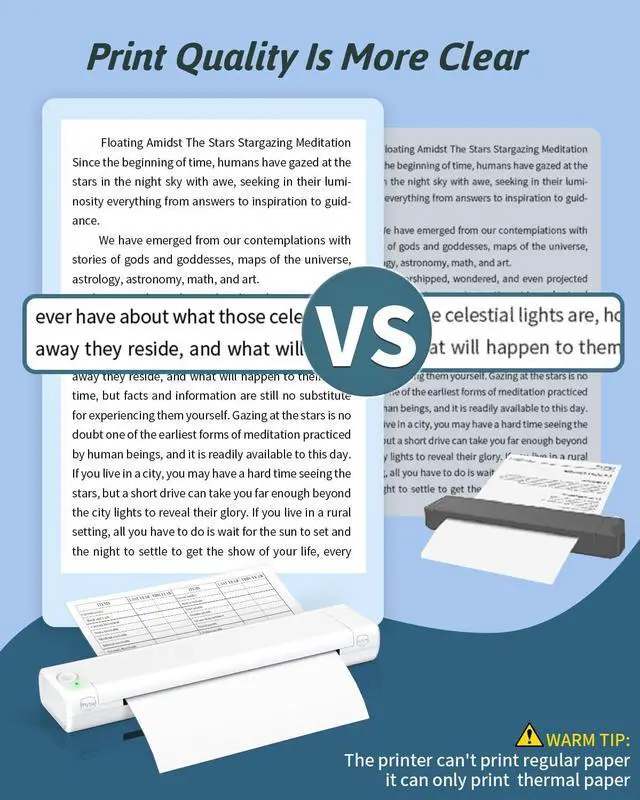 Alt view image 5 of 7 - Odaro M08F Portable Wireless Letter Printer for Travel, Bluetooth Thermal Inkless Small Printer, Support 8.5" X 11" Letter Size Thermal Paper, Work with Laptop Phone and Pad