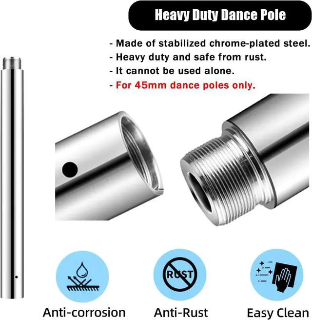 Alt view image 3 of 5 - Dance Pole Extension for 45Mm, 125/250/500Mm Fitness Poles Kit to Connect Dancing Pole, Height Adjustable Ceilings Tube for Club, Home, 5 Colours (Pink 250Mm) (Colour 250mm)