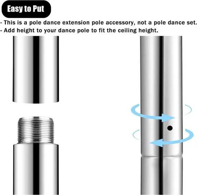 Alt view image 4 of 5 - Dance Pole Extension for 45Mm, 125/250/500Mm Fitness Poles Kit to Connect Dancing Pole, Height Adjustable Ceilings Tube for Club, Home, 5 Colours (Pink 250Mm) (Colour 250mm)