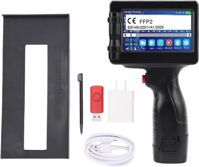 Alt view image 2 of 7 - Garosa Mini Inkjet Printer Handheld with HD LED 4.3in Touch Screen Simple UI Interface Smart 4 Core CPU Portable Printer for QR Code Barcode Handwriting USB Input System Ergonomic (US Plug 100V-240V)