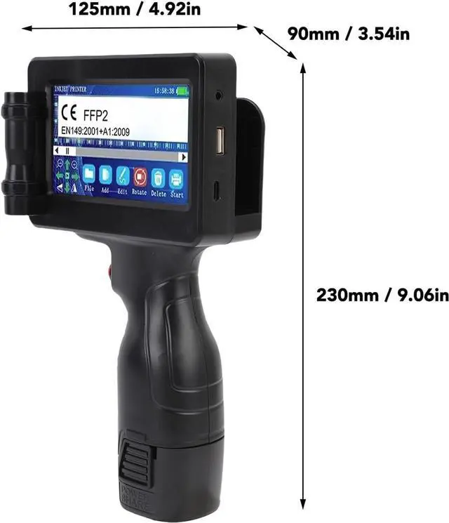 Alt view image 5 of 7 - Garosa Mini Inkjet Printer Handheld with HD LED 4.3in Touch Screen Simple UI Interface Smart 4 Core CPU Portable Printer for QR Code Barcode Handwriting USB Input System Ergonomic (US Plug 100V-240V)