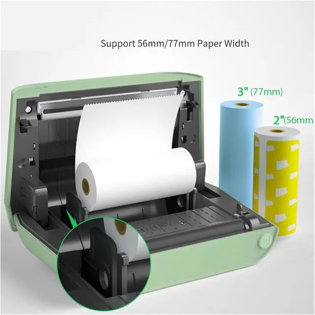 Alt view image 3 of 6 - Thermal Printer A9 Pro BT Portable Thermal Pocket Printer 304dpi Grayscale Mode Mini Photo Printer Receipt Label 56mm/77mm Paper Width Easy to Use