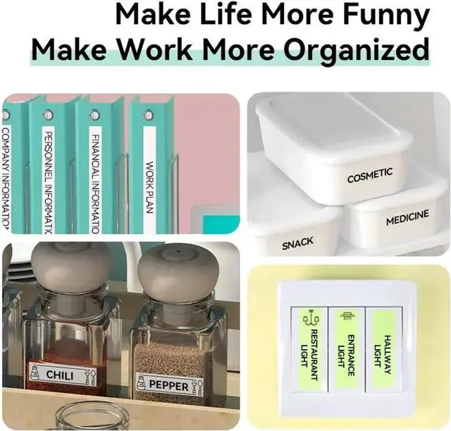 Alt view image 4 of 5 - Thermal Printer Mini Label Sticker Printer for Notes Kitchen Storage Office File Bookmarks Can Be Pasted Colorful Tapes Choice Easy to Use(Green)