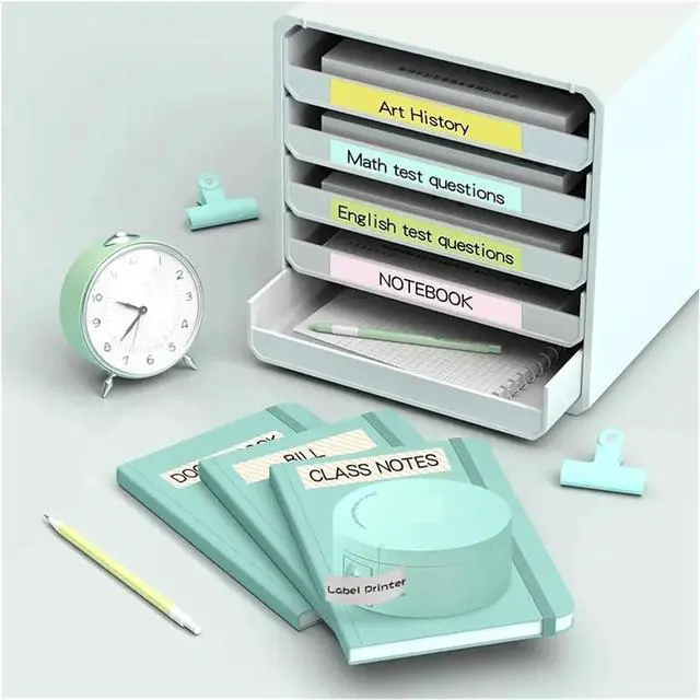 Alt view image 5 of 5 - Thermal Printer Mini Label Sticker Printer for Notes Kitchen Storage Office File Bookmarks Can Be Pasted Colorful Tapes Choice Easy to Use(Green)