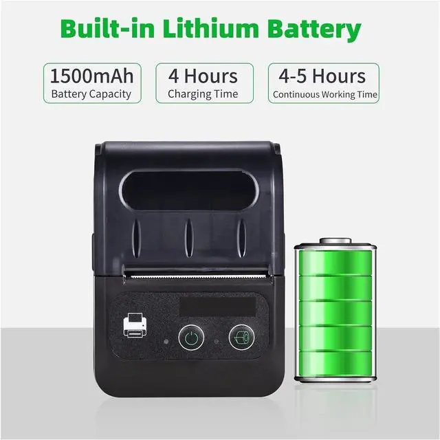 Alt view image 2 of 6 - Thermal Printer Portable Wireless BT 58mm 2 Inch Thermal Receipt Printer Mini USB Bill POS Mobile Printer Support ESC/POS Print Command Easy to Use