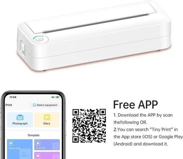 Alt view image 3 of 7 - YUMTTY A4 Portable Paper Printer Thermal Printing Wirel BT Connect Compatible with iOS and Android Mobile P Printer Support 210mm Wide for Travel Home Office Printing Sketches ts
