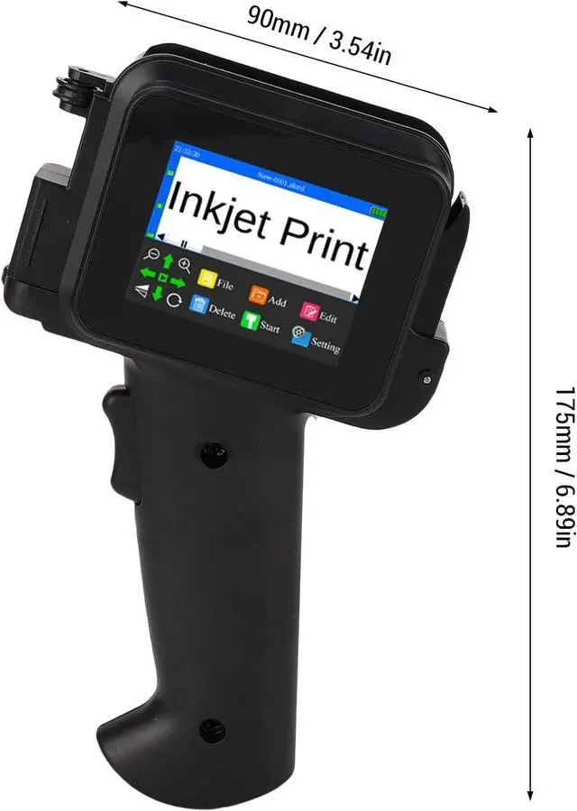 Alt view image 2 of 7 - Handheld Inkjet Printer, 600DPI Portable Handheld Printer with Quick Drying 42ml Ink Cartridge Date Printing Machine for Text Labels Graphics