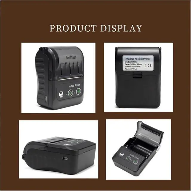 Alt view image 6 of 6 - 58mm Portable Thermal Label Printer Bluetooth Fast-Dry Ink Design
