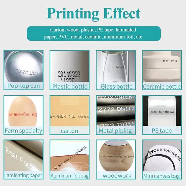 Alt view image 7 of 7 - Handheld Inkjet Printer, 600DPI Portable Handheld Printer with Quick Drying 42ml Ink Cartridge Date Printing Machine for Text Labels Graphics