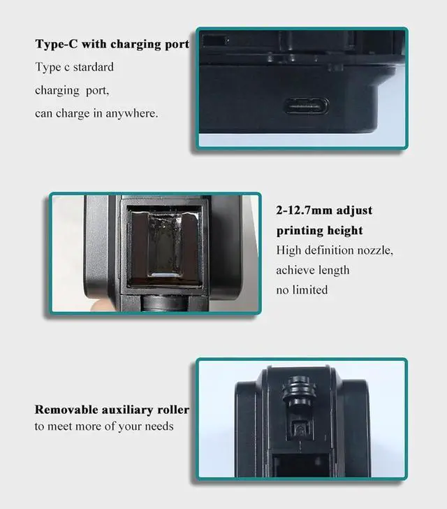 Alt view image 4 of 7 - Handheld Inkjet Printer, 600DPI Portable Handheld Printer with Quick Drying 42ml Ink Cartridge Date Printing Machine for Text Labels Graphics