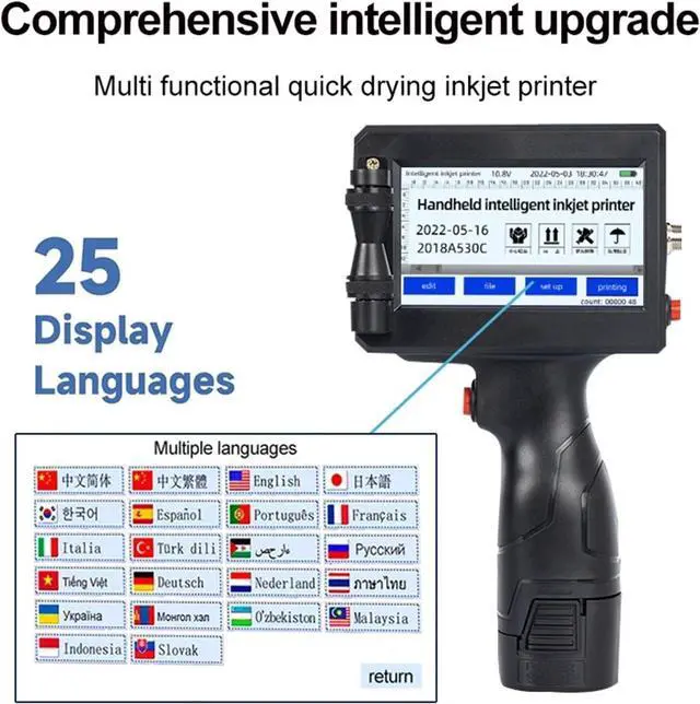 Alt view image 4 of 5 - Portable Intelligent Handheld Label Inkjet Printer Production Date QR Code Supports Multiple Languages Without Fading Wide Printing Material(Printer-3 Ink)