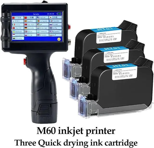 Alt view image 2 of 5 - Handheld Inkjet Printer Portable Date Batch Number QR Code Packaging Bag Plastic Bottle Printing Machine 12.7mm Wide Printing Material(Printer with 3 Ink)