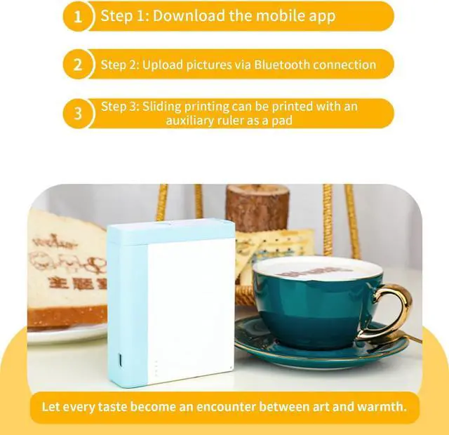 Alt view image 5 of 7 - Food Coffee Printer Mobile Color Small Handheld Printer Edible Food Printing Decorative Coffee Cake Candy Gift Wedding Party Favor Wrapping Supplies