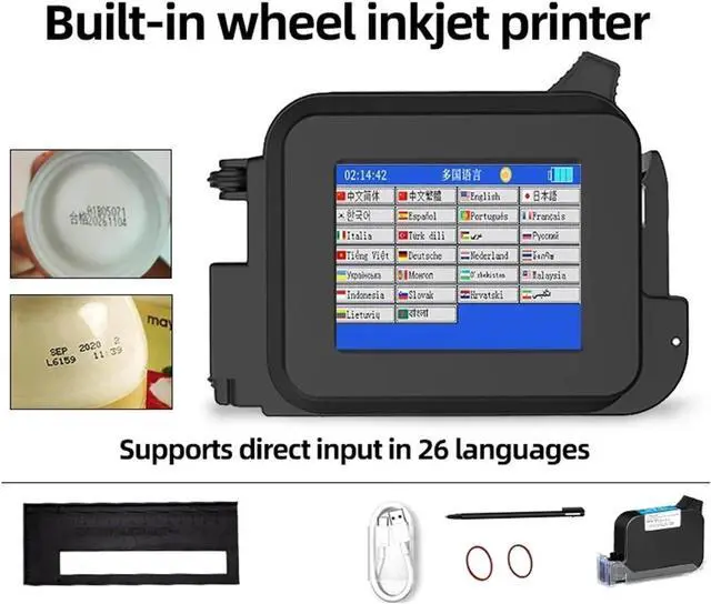 Alt view image 3 of 7 - Mini Hand-held Label Inkjet Printer Portable Intelligent Small Production Date Two-Dimensional Code Machine Wide Printing Material(Printer-3 Ink)