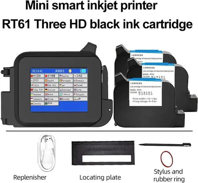 Alt view image 2 of 7 - Mini Hand-held Label Inkjet Printer Portable Intelligent Small Production Date Two-Dimensional Code Machine Wide Printing Material(Printer-3 Ink)
