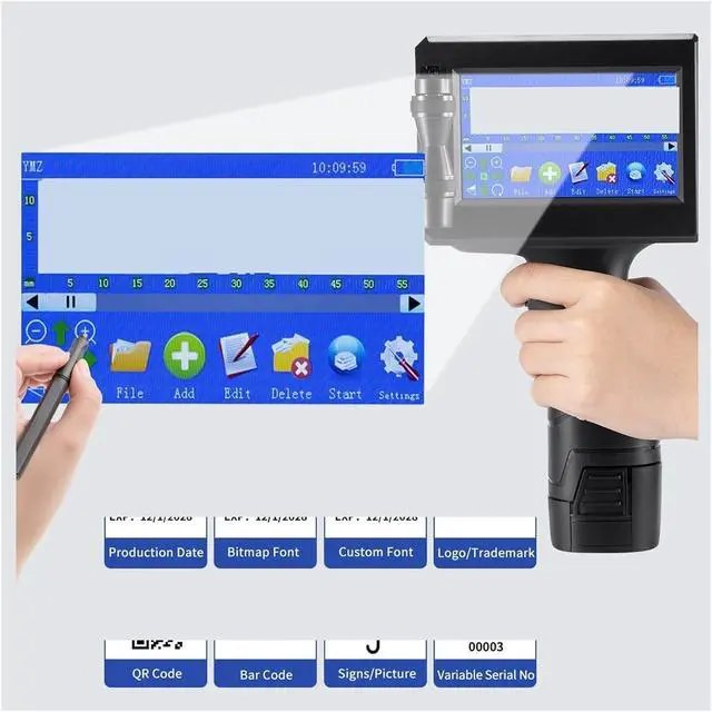 Alt view image 2 of 4 - Wide Coding Applications Handheld Inkjet Printer 12.7mm Logo Date Portable Printer Metal Plastic Bags Bottle Handheld Thermal Inkjet Printer Lightweight and Convenient