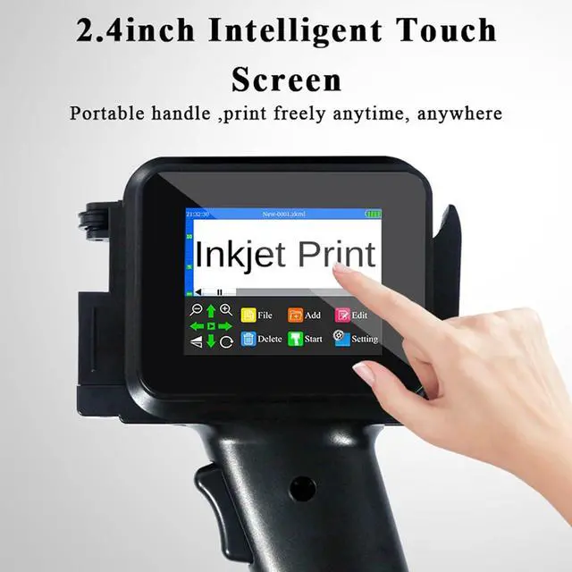 Alt view image 3 of 7 - Handheld Inkjet Printer, 600DPI Portable Handheld Printer with Quick Drying 42ml Ink Cartridge Date Printing Machine for Text Labels Graphics