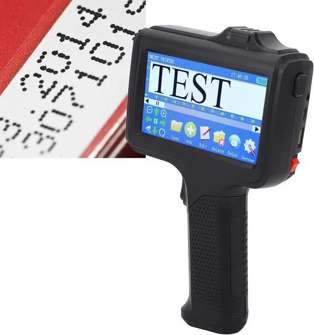 Alt view image 3 of 7 - Asixxsix Handheld Inkjet Printer, 2-12.7mm Printing Height Portable Coding Machine with 4.3 Inch HD LED Touchscreen, Supports Multi Languages Bluetooth Inkjet Coder for Text QRCode