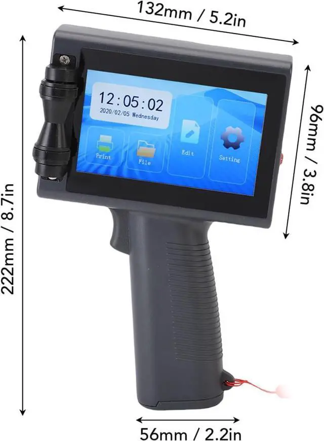 Alt view image 2 of 7 - Handheld Inkjet Printer, 12.7mm Portable Date Printing Machine with 4.3mm Touchscreen Multifunctional Handheld Printing Machine for Barcode Text