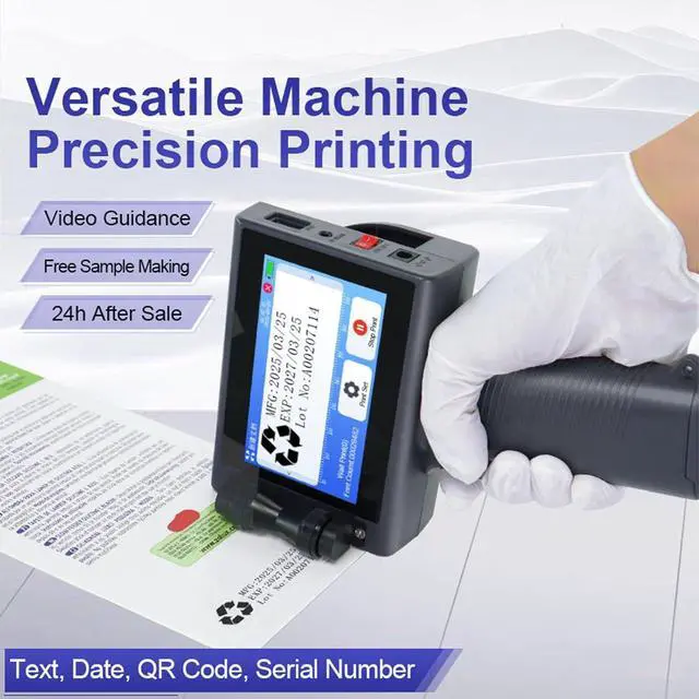 Alt view image 3 of 7 - Handheld Inkjet Printer, 12.7mm Portable Date Printing Machine with 4.3mm Touchscreen Multifunctional Handheld Printing Machine for Barcode Text