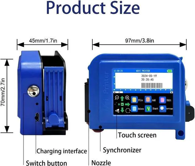 Alt view image 5 of 7 - 25.4mm/1 Inch Portable Mini Printer Handheld Inkjet Printer Non-encrypted QR Barcode Image Logo Date Coding Machine Wide Printing Material(with 1 Ink)