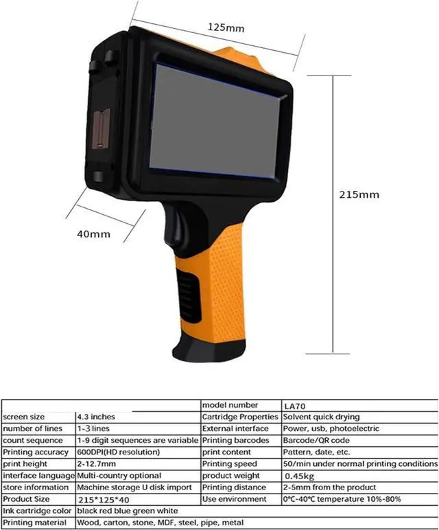 Alt view image 7 of 7 - Handheld Inkjet Printer 12.7mm Multi-Languages with Fast Drying Non Encrypted Ink for Text QR Code Batch Number Date Wide Printing Material(Printer-1 Ink)
