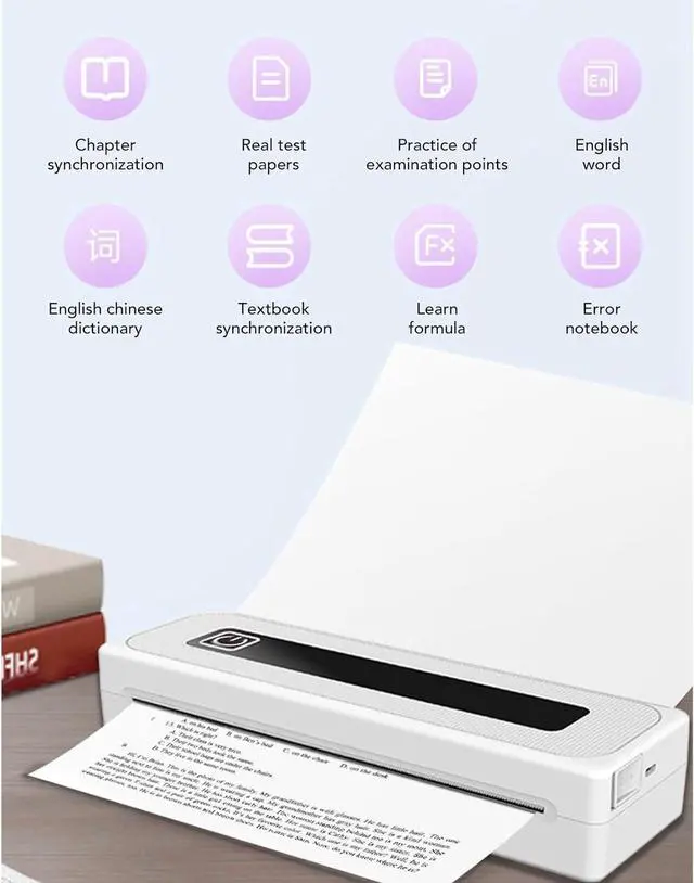 Alt view image 4 of 7 - Asixxsix Inkless Portable Printer for Travel, 200dpi Wireless Thermal Printer with 1 Roll Thermal Paper, Supports 8.5 X 11 Inch US Letter Size, Small Bluetooth Mobile Printers