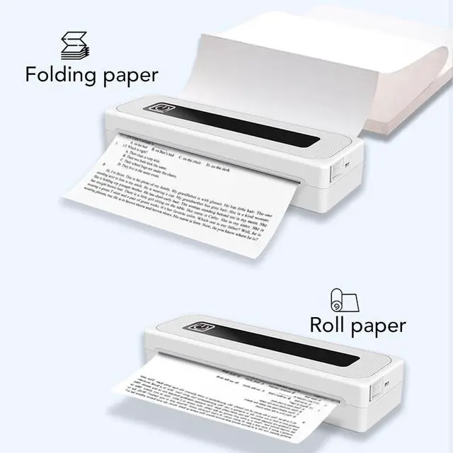 Alt view image 5 of 7 - Asixxsix Inkless Portable Printer for Travel, 200dpi Wireless Thermal Printer with 1 Roll Thermal Paper, Supports 8.5 X 11 Inch US Letter Size, Small Bluetooth Mobile Printers