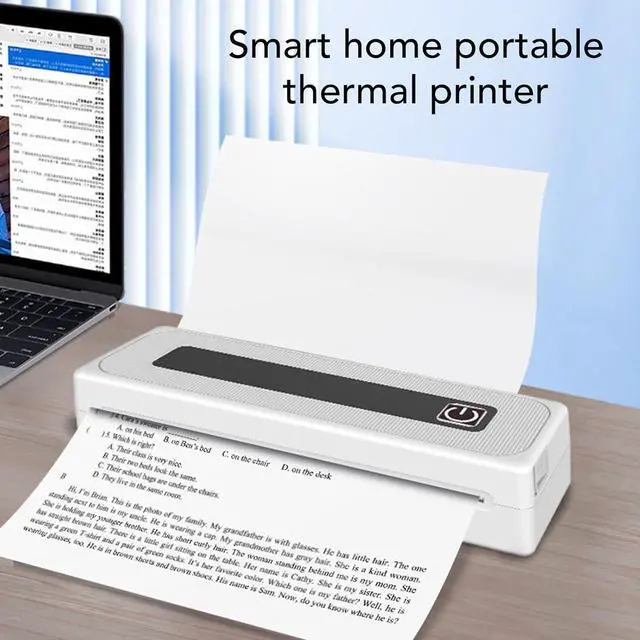 Alt view image 6 of 7 - Asixxsix Inkless Portable Printer for Travel, 200dpi Wireless Thermal Printer with 1 Roll Thermal Paper, Supports 8.5 X 11 Inch US Letter Size, Small Bluetooth Mobile Printers