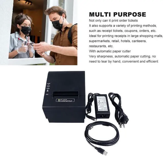 Alt view image 5 of 7 - shenruifa 80mm Thermal POS Printer USB Bill Printer Restaurant Kitchen with Auto Cutter